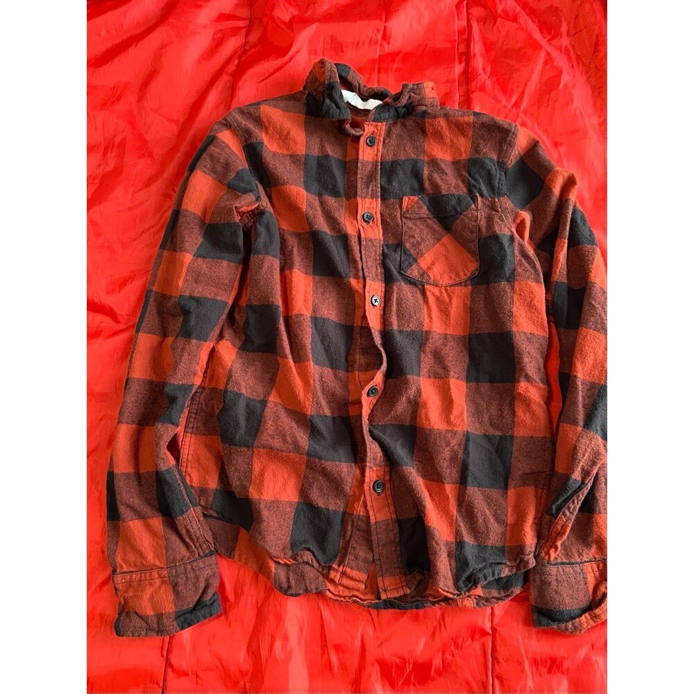 H&M Kids Plaid Button down shirts Red and Black Size 10